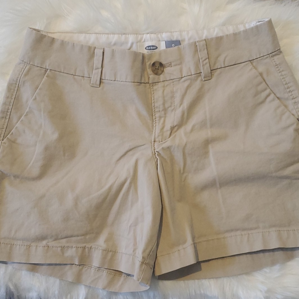 Flat front khaki shorts